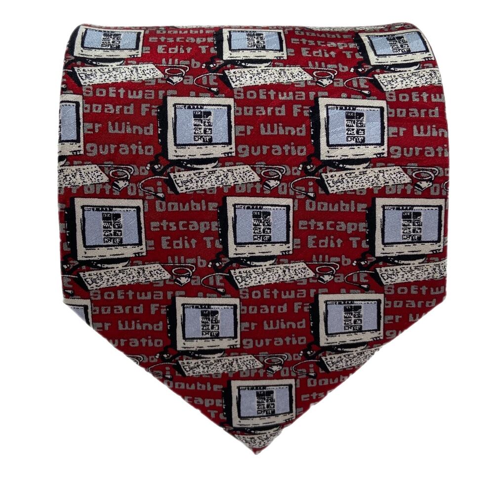 Museum Artifacts Vintage Computer Men's Silk Tie 0